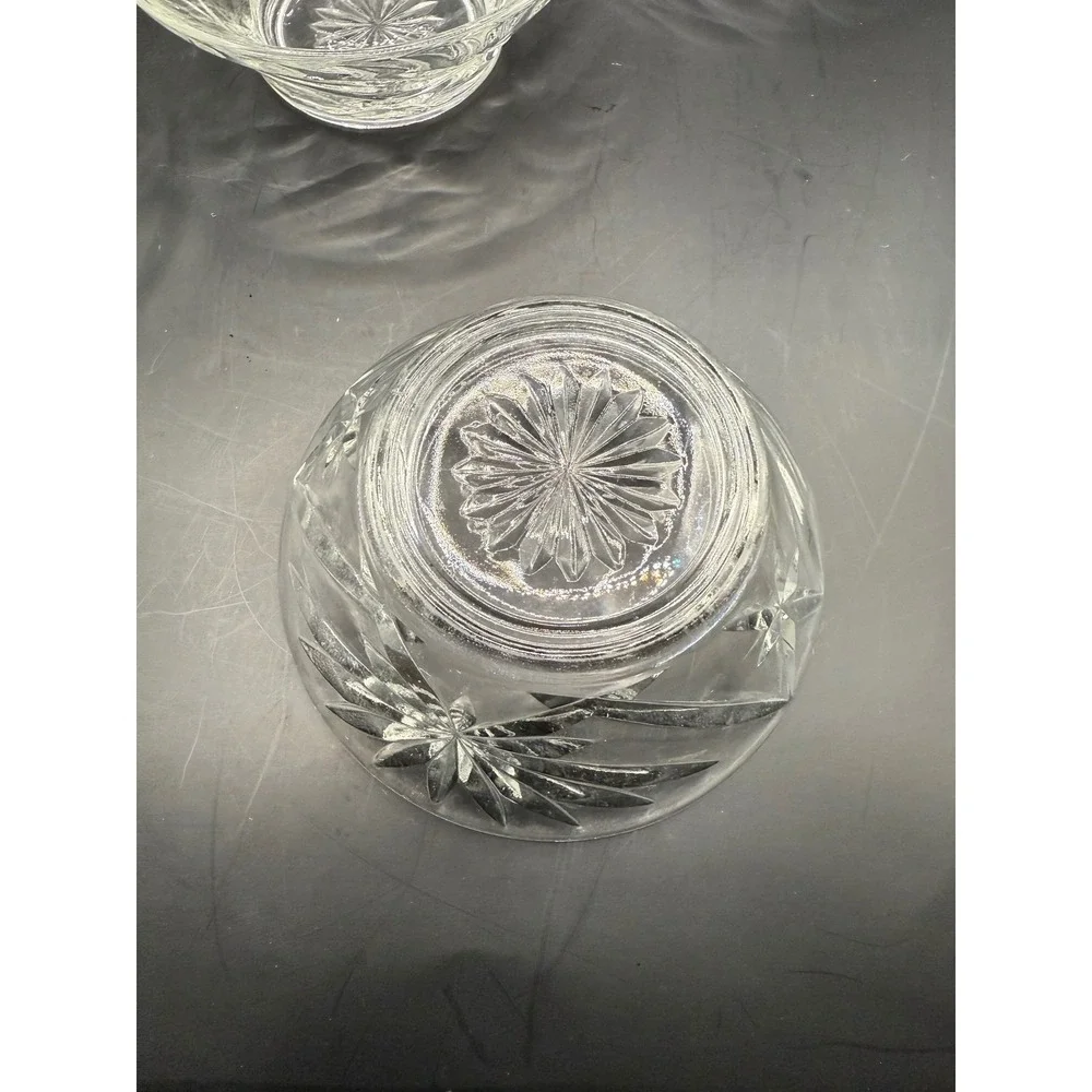 Anchor Hocking Set (5) Prescut Oatmeal Glass Custard dessert bowls Star of David